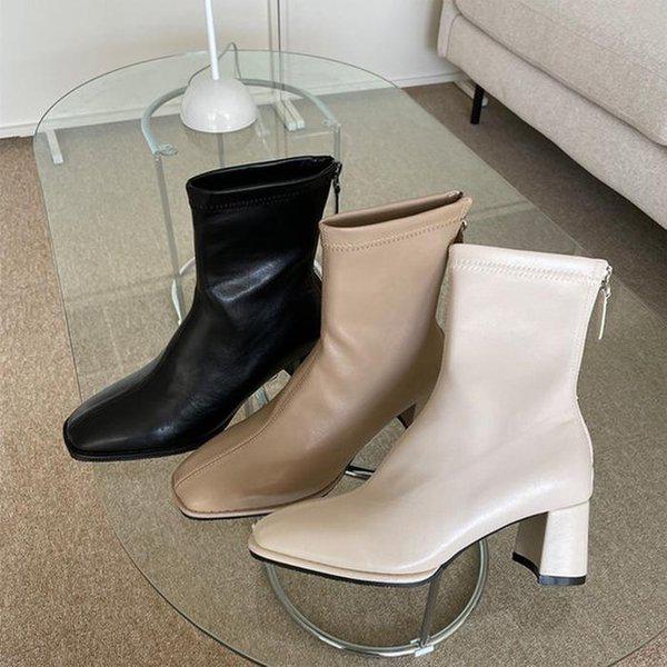 女性スリムフィットミドルブーツアンクルブーツ