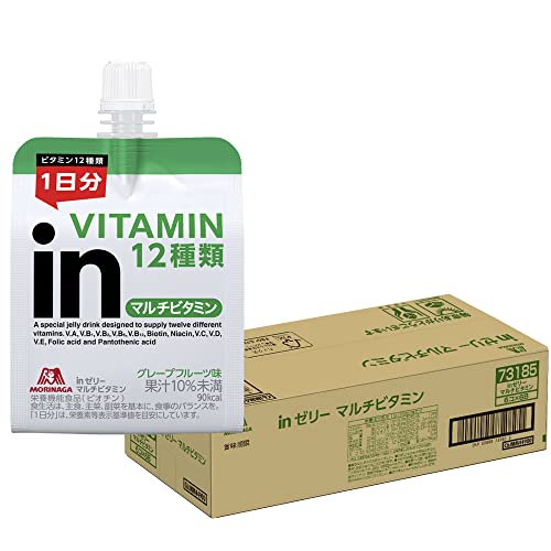 inゼリー マルチビタミン グレープフルーツ味 (180g×36個) 栄養補助ゼリー 10秒チャージ 1日分のビタミン12種類配合 栄養機能食品(ビオチン) 森永製菓