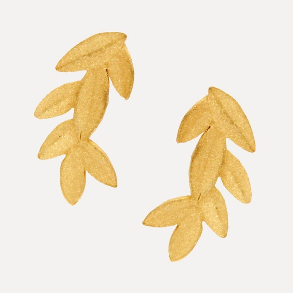 MESH 3Dリーフピアス シルバー925 18Kゴールドコート Gold Earrings ギフトBOX入り ジュエリークロス付き ハンドメイド ポルトガル直輸入 BRI00