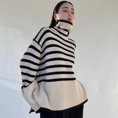 セーター レギュラー丈 袖あり 長袖 タートルネック ストレート