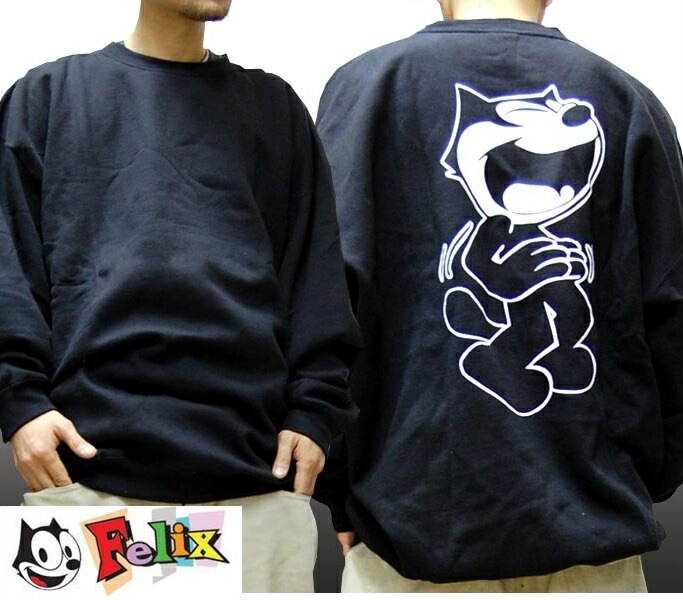 Felix The Cat フィリックス メンズ スエット ブラック トレーナー スウェット インポート ストリート スタイル HIPHOP ウェアー B系 服 ダンス ウェア アメカジ ヒップホップ