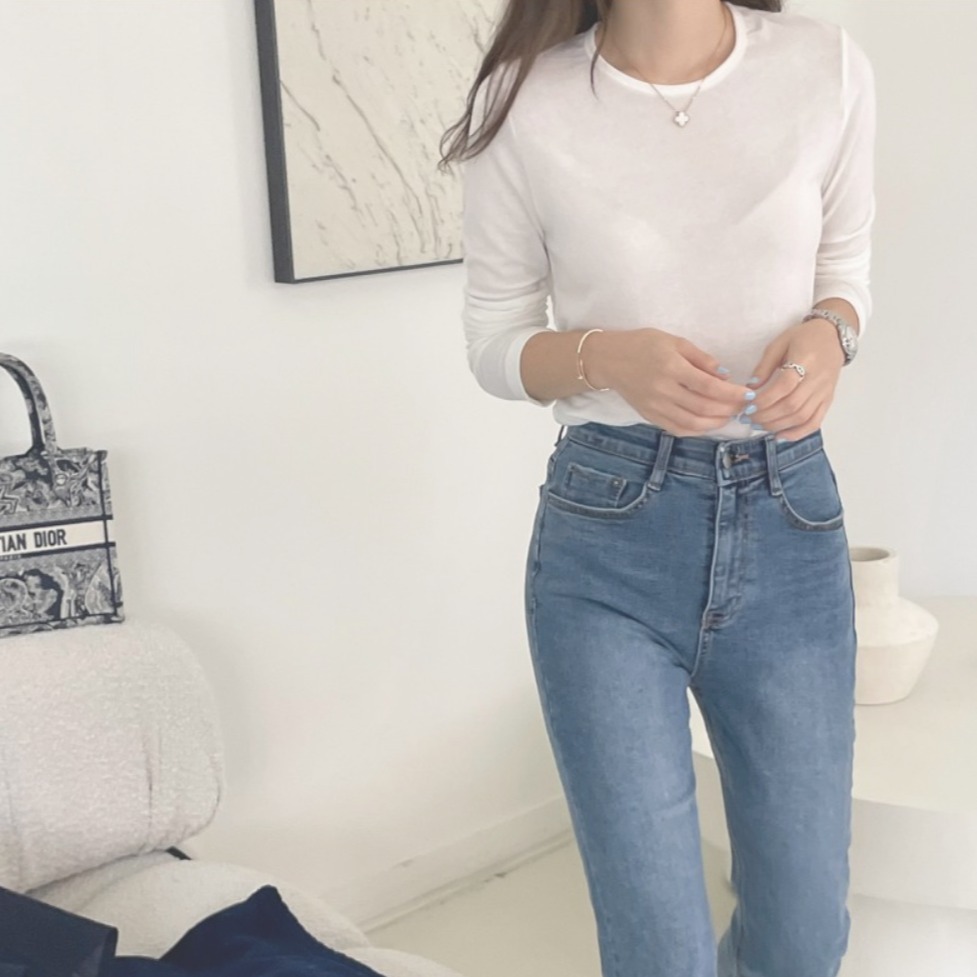 トップス Tシャツ シャツ 白シャツ トップス 袖あり 半袖 長袖 Uネック ラウンドネック 襟なし スリム タイト きれいめ シンプル おしゃれ お洒落 こなれ感 ラフ クール 無地 春 秋 10代