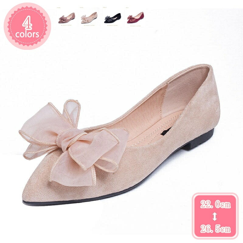 1000円OFFクーポン レディース 春 秋 ぺたんこなのに美脚 大人かわいい フラットヒール ポインテッドトゥ ローヒール パンプス 痛くない 白 結婚式 歩きやすい 走れる スエード シンプル リ