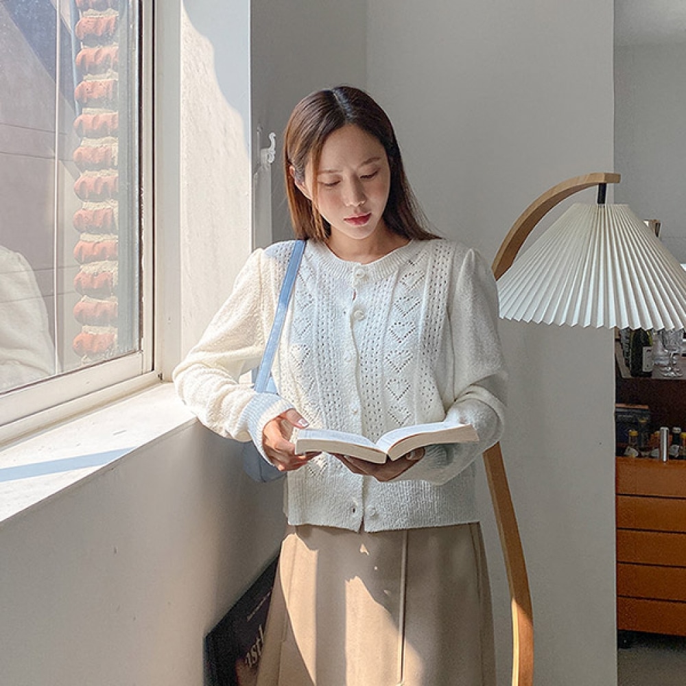 (JSTYLEのイーブレット) イーブレットイケディンハートパンチングニットカーディガン Jスタイル