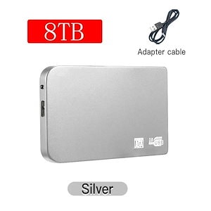 ラップトップ,デスクトップ,電話,大容量,テラバイト,テラバイト用の大容量のポータブル外付けストレージデバイス Silver 8TB