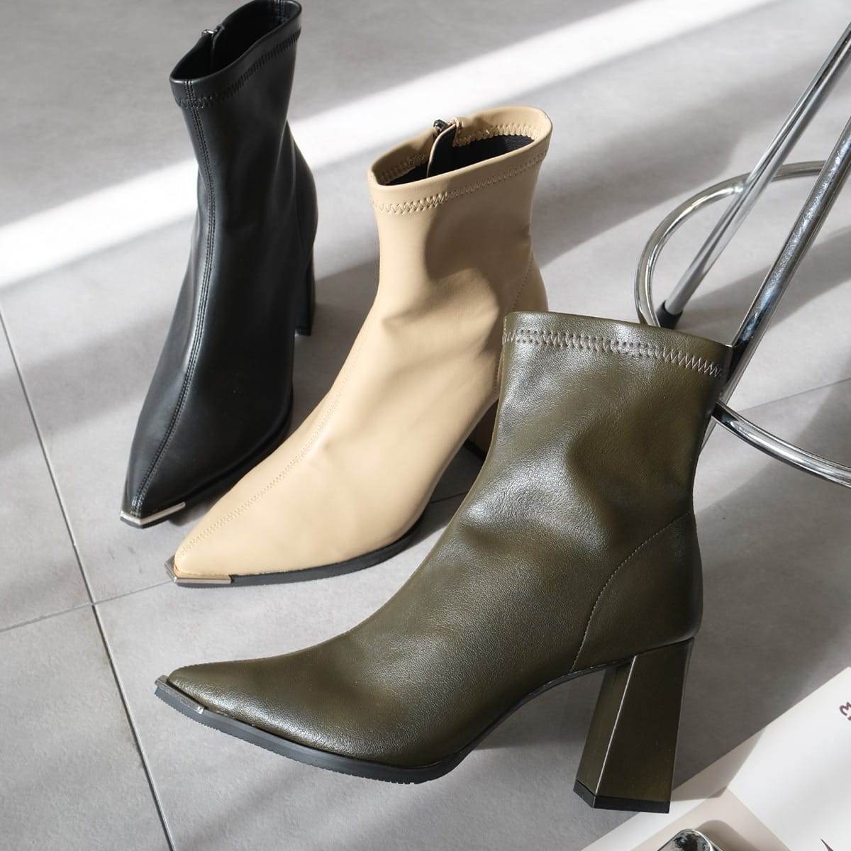 ポインテッドトゥ ストレッチブーツ レディース 4,837円