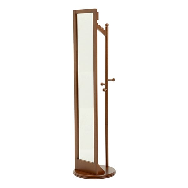 回転ミラー ダークブラウン ハンガーラック付き 幅45cm スタンドミラー 姿見 全身 鏡 VD-7029DBR