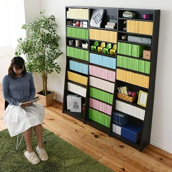 本棚 大容量 壁面収納 ブックラック スリム 薄型 文庫本 壁付け 幅150cm ワイド 大きいサイズ オープンラック 可動棚 1cmピッチ サイズ調整可能 北欧 おしゃれ