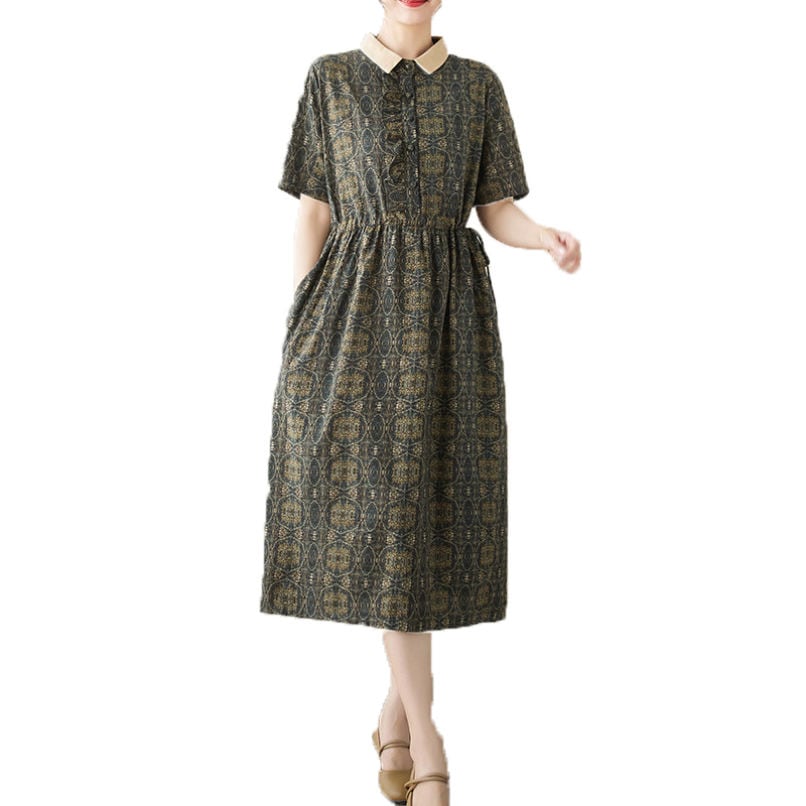 レディース ワンピース 花柄 体型カバー ゆったり チュニック 無地 春夏 aライン 長袖 コットン 綿 ひざ丈 綿麻 半袖 おしゃれ ママワンピース 上品 大人 シンプル マキシ サマーワンピース