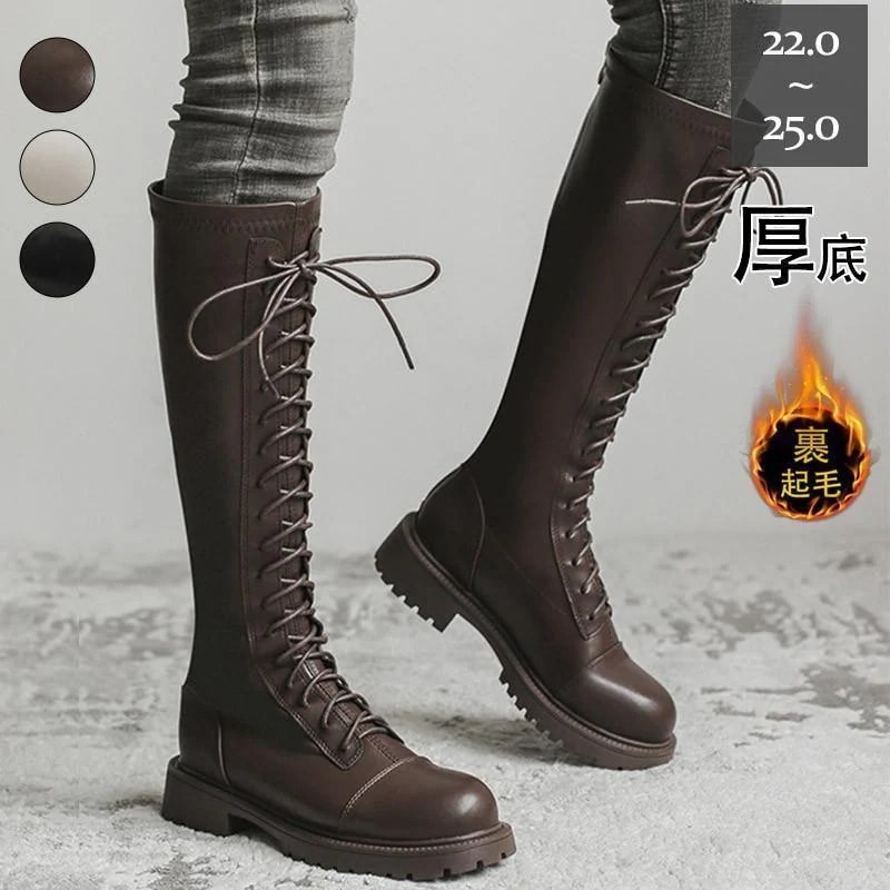 ロングブーツ レディース ブーツ シューズ ハイカット ロング 太ヒール 裏起毛 シンプル カジュアル 痛くない 無地 暖かい 保温 おしゃれ コーデ