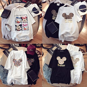 韓国ファッション Tシャツ レディース 夏服 半袖 ボロシャツ ディズニー Tシャツ 大きいサイズ6