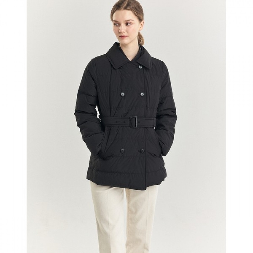 (ヘッジズレディース) 24FW トレンチチェック裏地ハーフウェイトグースダウンジャンパーブラック HSJU4D909BK