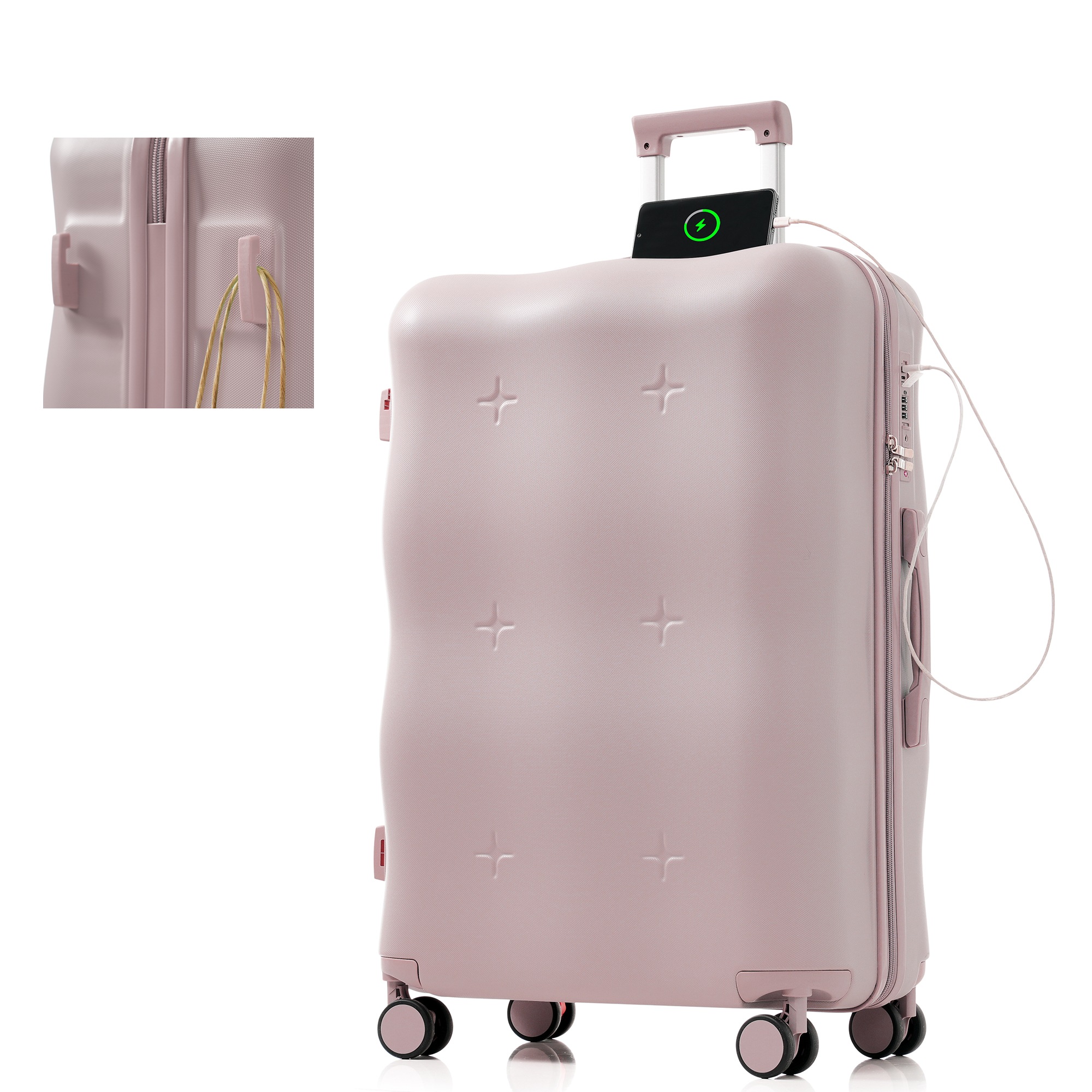 スーツケース Lサイズ キャリーバッグ キャリーケース USBポート付き ストッパー付き 大型 超軽量 軽量 大容量 かわいい ファスナー式 TSAロック搭載 360度回転 旅行 おしゃれ 人気色