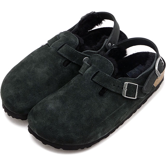 サンダル トキオ シアリング [1028328] TOKIO SHEARLING レディース コンフォートサンダル 健康サンダル BLACK SUEDE-LEATHER/FUR