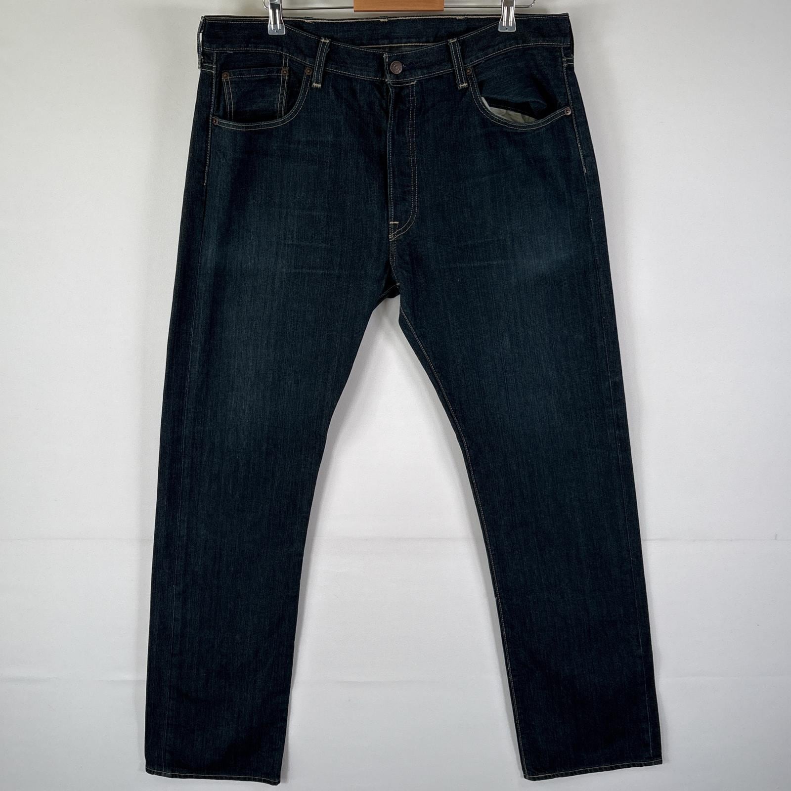 古着 デニムパンツ 501 ボタンフライ ストレート ジーンズ 色落ち ボタンフライ w38 L34 ブラック系 メンズ
