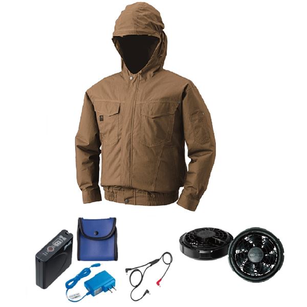 KU91410 空調服 綿薄手フード付 FAN2300B/LISUPER1セット キャメル L