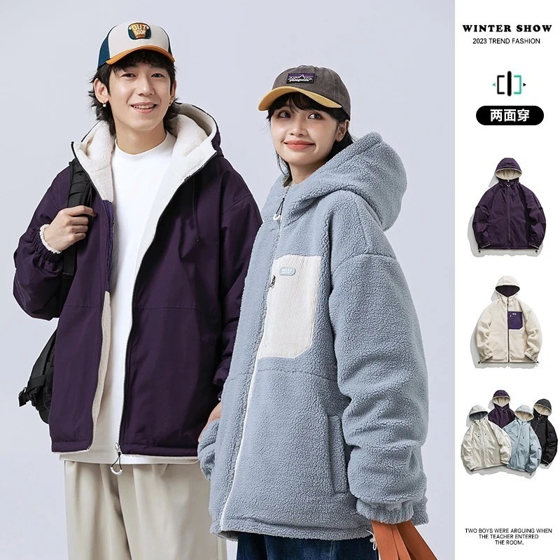 数限定販売！正規品男女兼用両面タイプ　ジャンパーブルゾンボア秋 冬体型カバ ジャケット 両面着用タイプ　暖かい　クリスマス　防風　防寒　防水