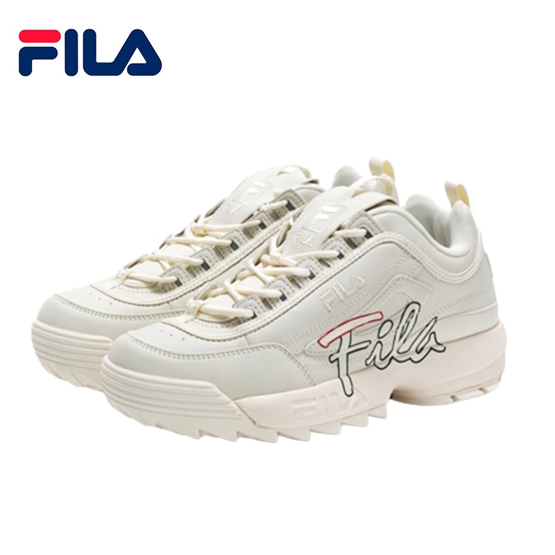 FILA フィラ Disruptor2 Script Unisex 厚底スニーカー Cream