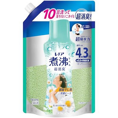 他サイト： レノア 煮沸レベル消臭 抗菌ビーズ 部屋干し 花とおひさまの香り 詰め替え 1,810mL [大容量] 柔軟剤と一緒に使って効果長続きの商品画像