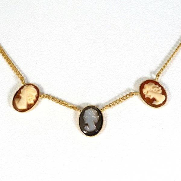 K18 18金 YG イエローゴールド ネックレス シェルカメオ 約41cm ジュエリー 中古