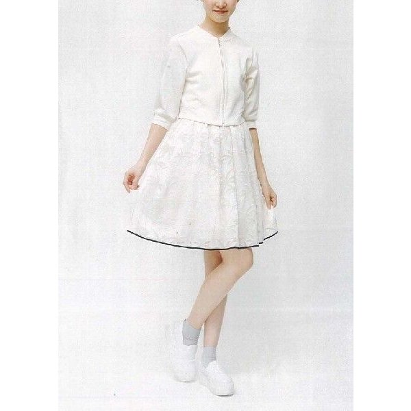 タックギャザースカート 白 ひざ丈 フレアスカート オパール Parmasel　日本製