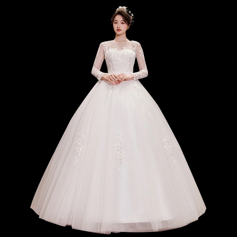 長袖 ウエディングドレス 白 二次会 結婚式ドレス長袖 パーティードレス エンパイア 花嫁 フォトウエディング ビーチフォト 前撮り 後撮り 披露宴