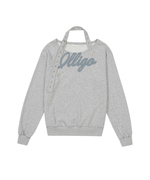 【ILLIGO】 129 Buckle Off-Shoulder Sweatshirt Melange 正規品