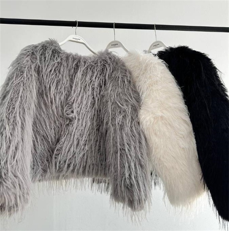 早い者勝ち 防寒フェイクファー ショート丈 リラックスアウター