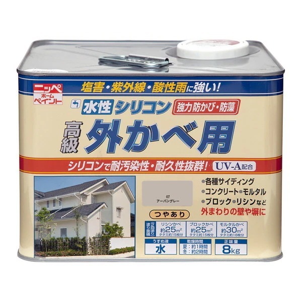 ニッペ 水性シリコン外かべ用 アーバングレー 8kg
