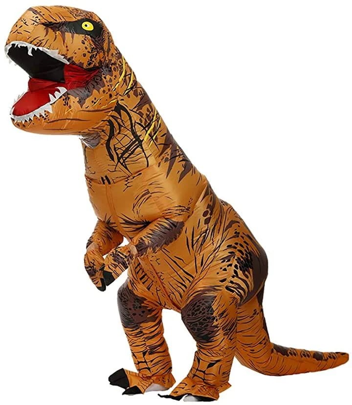 インフレータブル コスム 着ぐるみ 仮装 恐竜 空気充填 膨張式 4点セット 男女兼用 USB充電式 Lサイズ ブラウン( ブラウン L