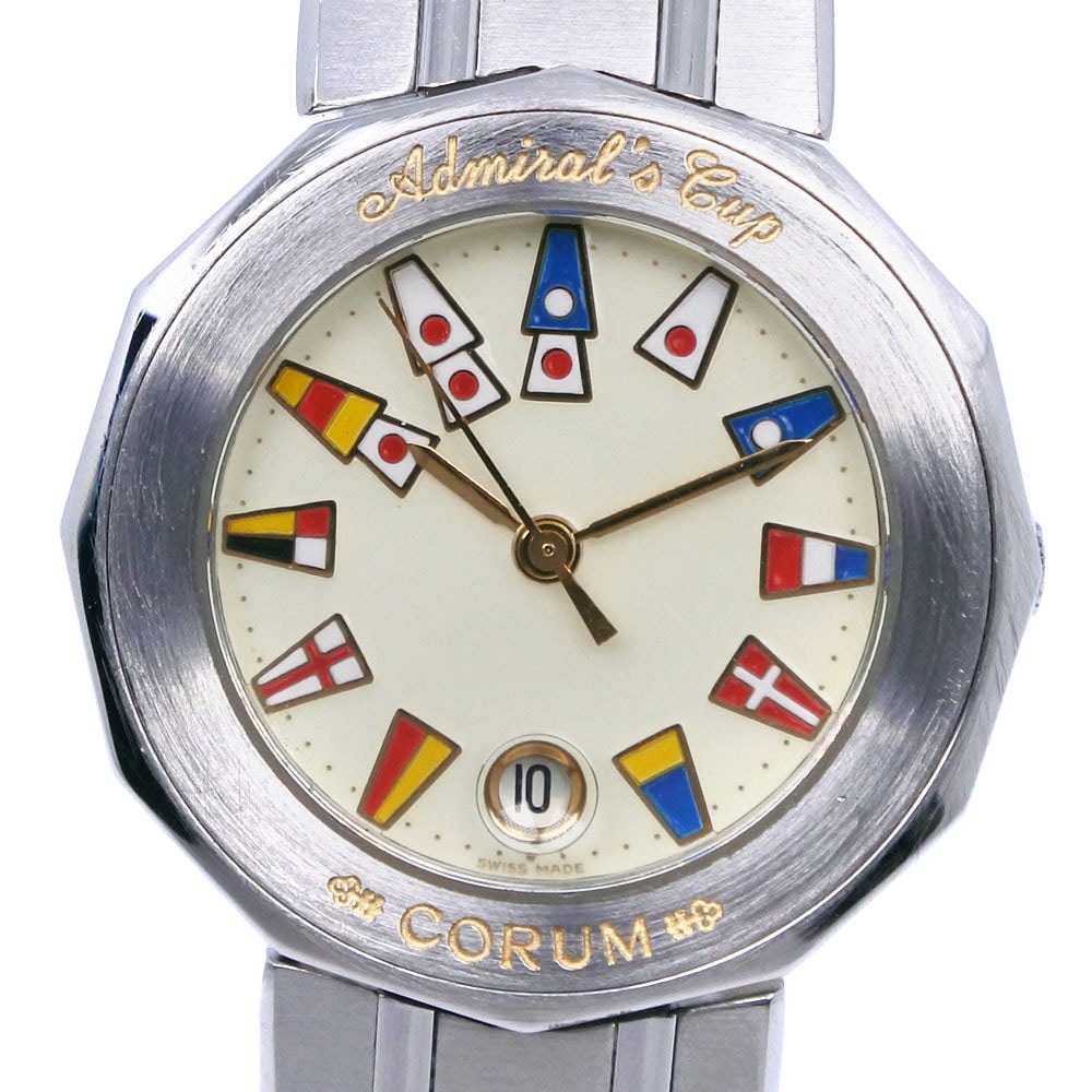 CORUM コルム アドミラルズカップ 39.610.20V50B 腕時計 ステンレススチール クオーツ アナログ表示 レディース アイボリー文字盤 中古品 A-ランク