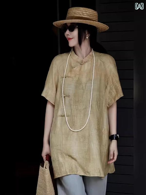 レディース ファッション チャイナ風 ボタン ダウン 半袖 シャツ 夏 シック ユニーク 美しい 小さめ シャツ トップスス 7,891円