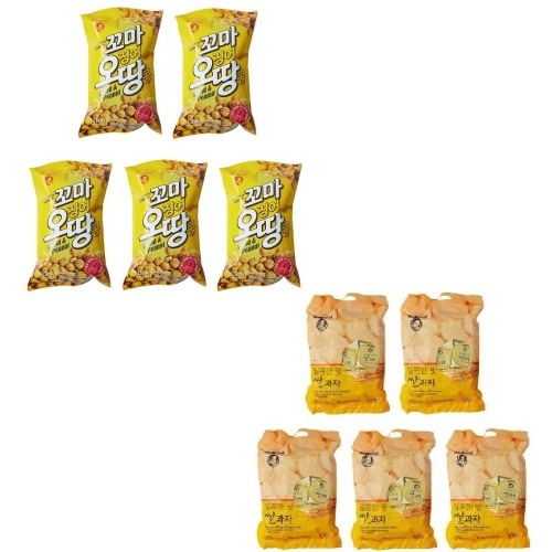 ノーブランドの子供のイカピーナッツ270g x 5個+甘い米菓子315g x 5個学校事務所