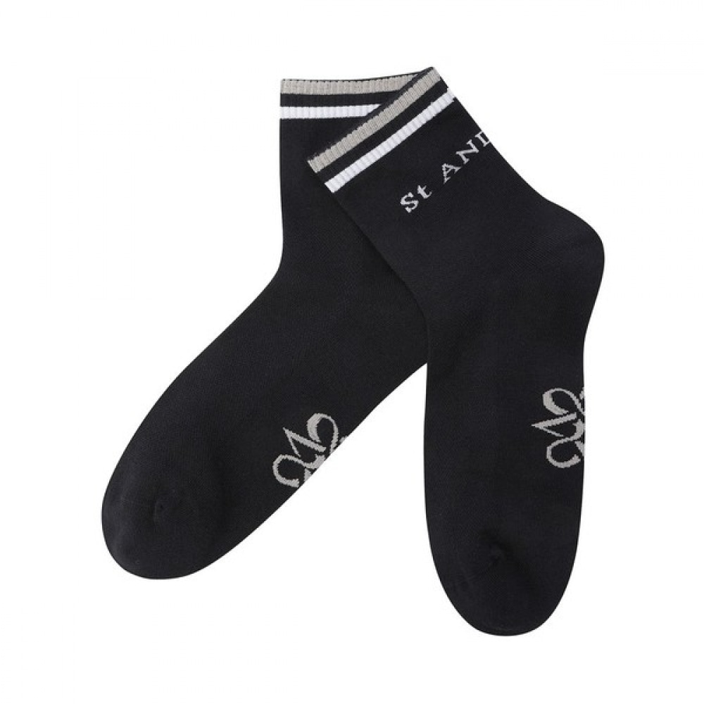 [St Andrews] メンズカラーラインロゴミッドカーフソックス