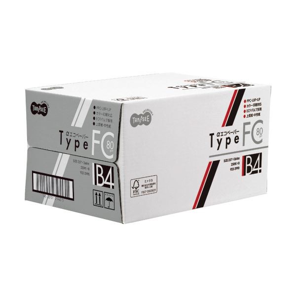 （まとめ）TANOSEE αエコペーパータイプFC B4 標準 80g 1セット（2000枚:250枚8冊）3セット