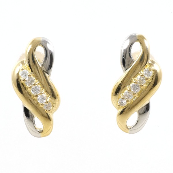 PT850 プラチナ K18YG ピアス ダイヤ 0.05 ×2 ジュエリー 中古