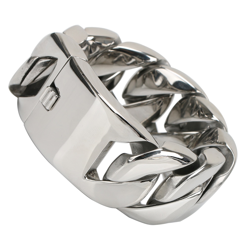 太幅チェーンブレスレット [b008-silver]