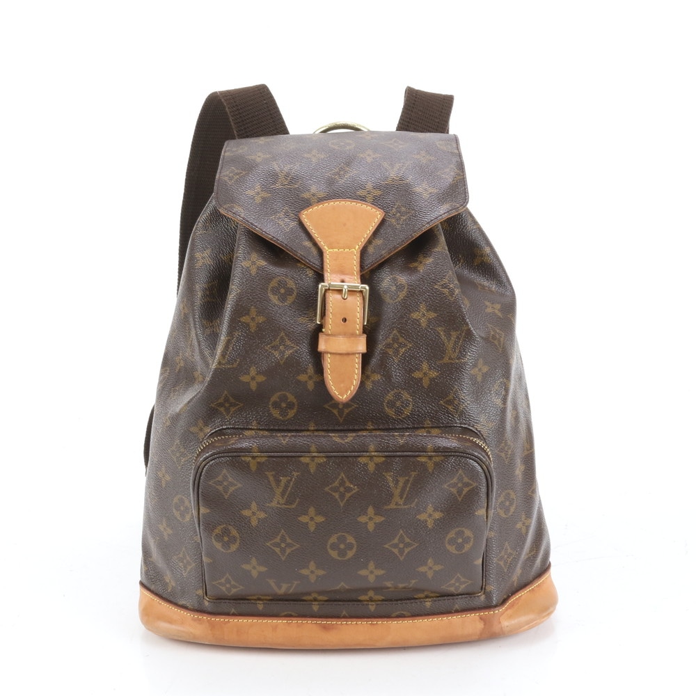 美品 モノグラム モンスリ GM M51135 レザー×コーティングキャンバス リュックサック リュック バックパック ショルダー バッグ A4 レディース RRE CQ26-4 中古