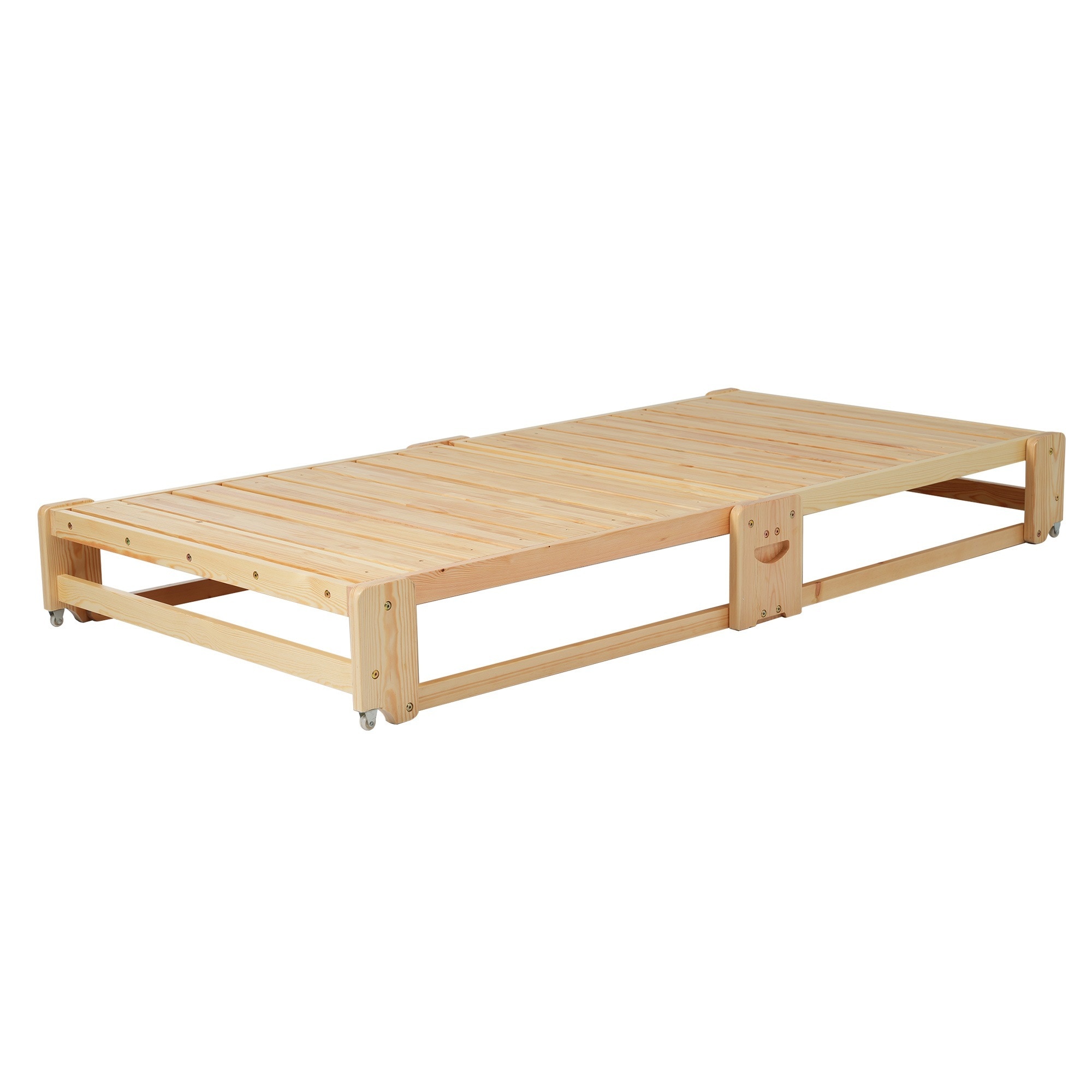 【国内出荷 - 3日配達】【新品】【 組立不要　完成品】木製ベッド 天然木 2way ディベッド 折り畳み ソファ ベッドフレーム すのこベッド リビング シングル ソファベッド 省スペース 来客用