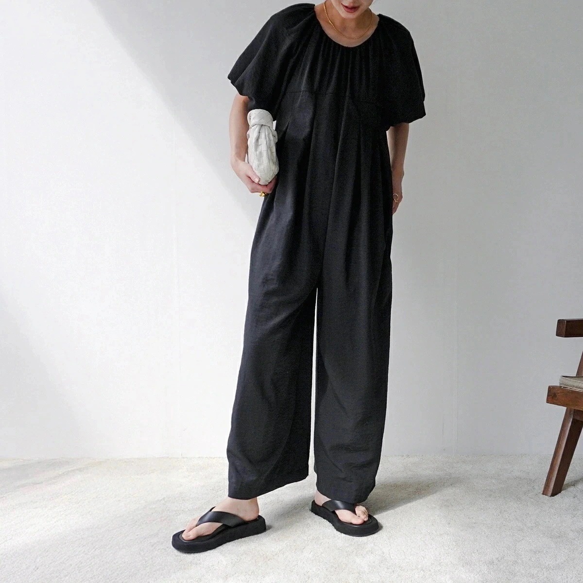 Audrey and John Wad オードリーアンドジョンワッド オールインワン L4307 レディース コンビネゾン ワイドパンツ バルーンスリーブ 半袖