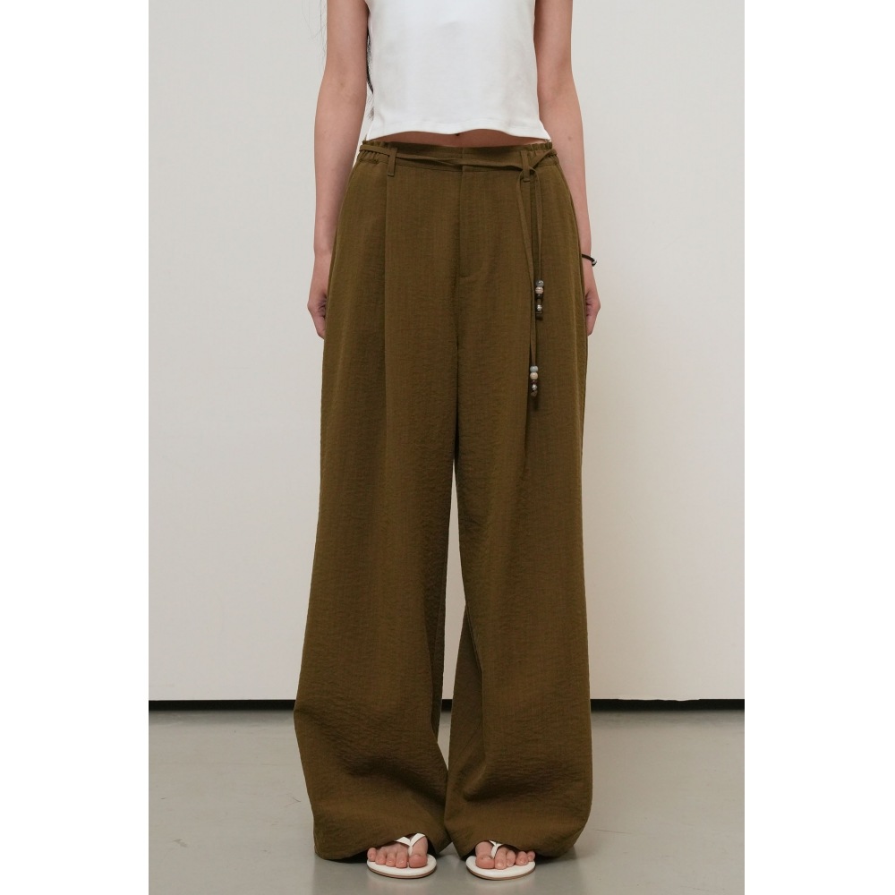 ジェネラルアイディア WOMAN エスニックワイドバンディングパンツ [KHAKI]