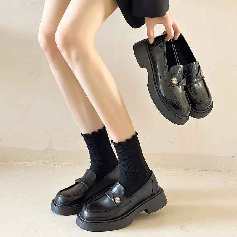 日系jk小革靴女2025新型早春英倫風カジュアルシューズ ワンペダルシューズ パンプスローファー