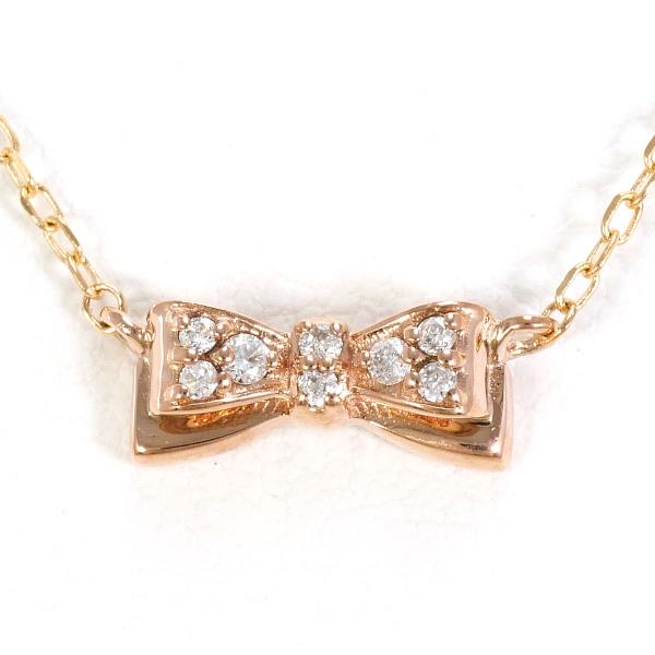 組曲 K10PG ネックレス ダイヤ 0.05 総重量約1.4g 約41cm ジュエリー 中古