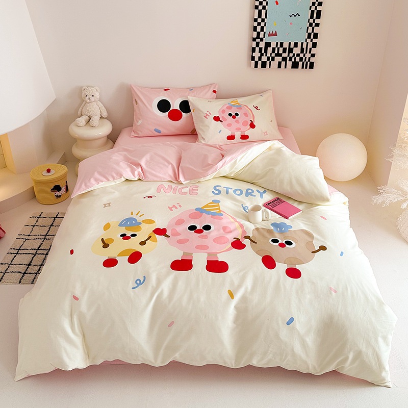 大判デジタルプリントの純綿可愛い子供用フィットシーツ3点セット4点セット