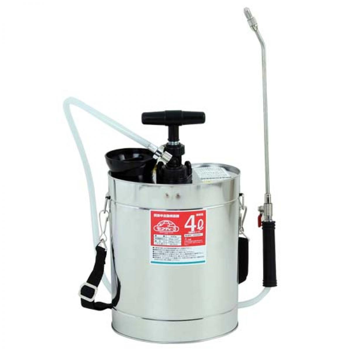 セフティー3 肩掛 半自動噴霧器 4L 樹脂ポンプ ノズル35cm 園芸 噴霧作業 ガーデニング 殺虫 消毒 ステンレス 軽量