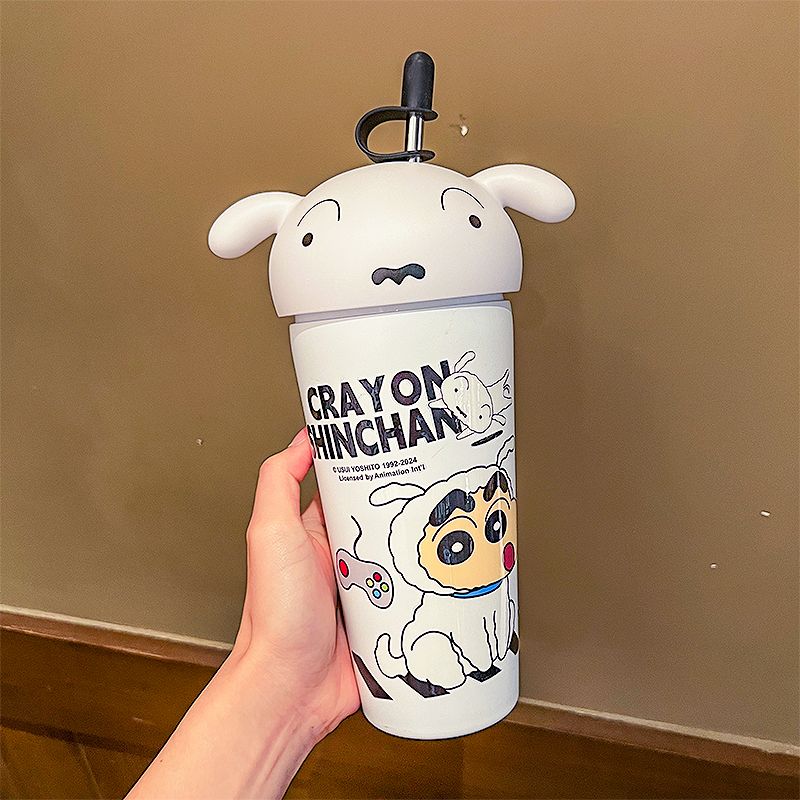クレヨンしんちゃん保温カップコップ女子高颜値学生コップストローカップ携帯プレゼント