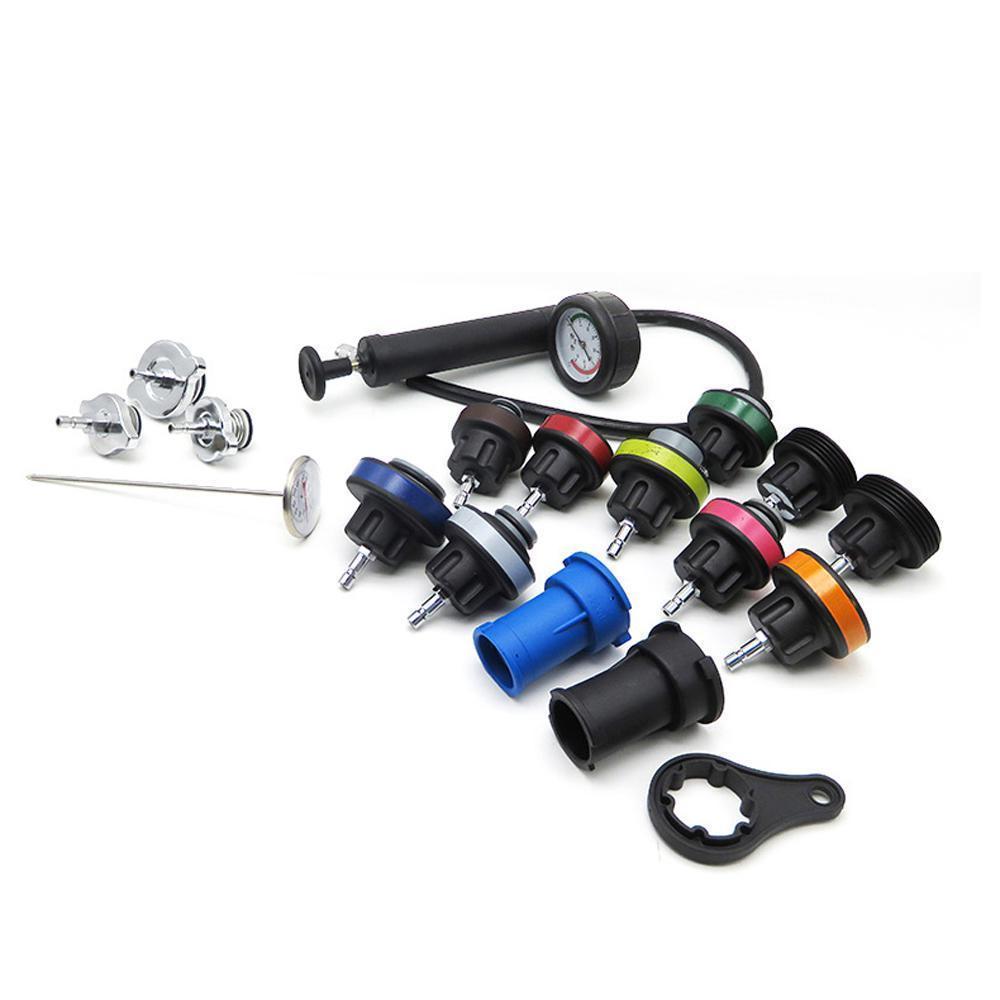 厳選素材 車ユニバーサル 18個 ラジエーターリーク検出器 車冷却システムテスター 自動修復圧力計キット tbq287