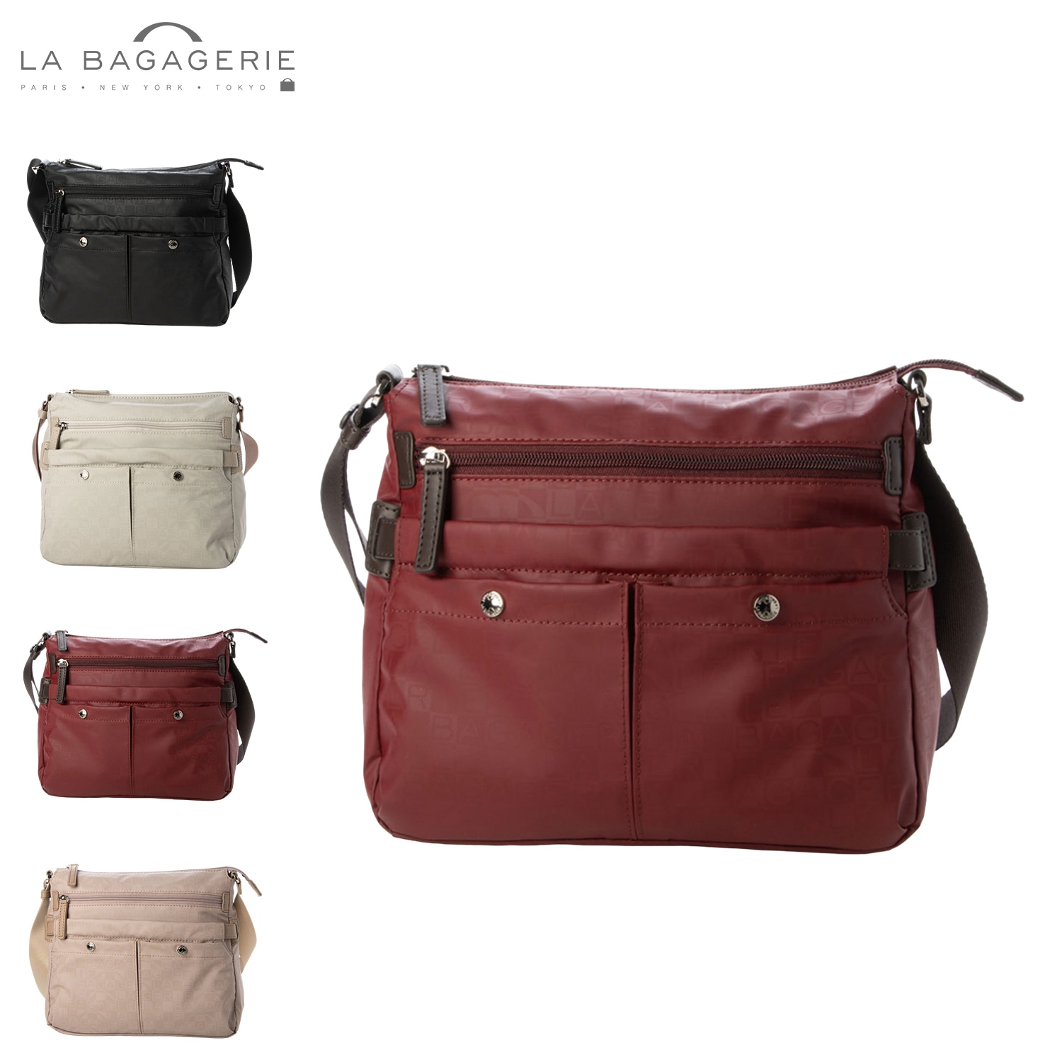 ラ バガジェ ショルダーバッグ レディース 斜め掛け モノグラム Sサイズ ブラック アイボ バーガンディー ピンク 黒 B0046-01