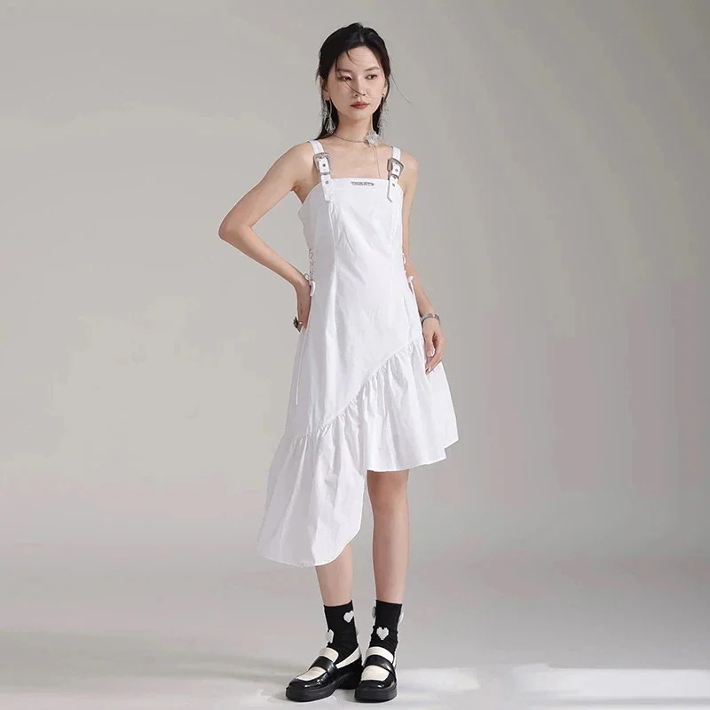 【J.Fashion】 夏 ショートワンピース キャミ 巾着 不規則裾 ハイウエスト 着痩せ レディース おしゃれ 関連商品は店で購入可能 メガ割 6,284円