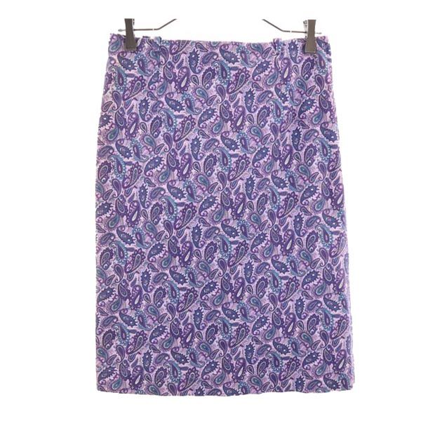 ペイズリー柄 ミディ丈 スカート パープル系 サイドジップ レディース